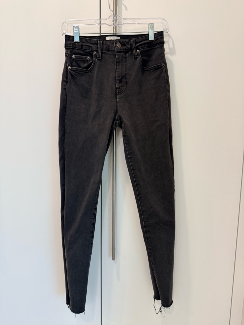 Pistola Women’s High-Rise Distressed Black / Gray Frayed Jeans - Size 25